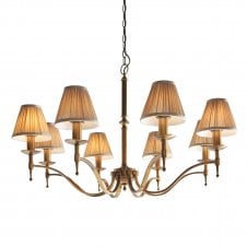 traditional 8 light antique brass pendant with shades