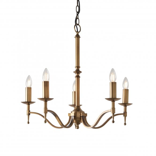 STANFORD aged brass chandelier for high ceilings
