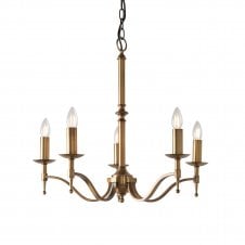 STANFORD aged brass chandelier for high ceilings