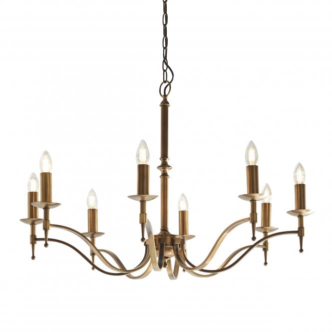 STANFORD Antique Brass 8Lt Pendant, Elegant Traditional Style