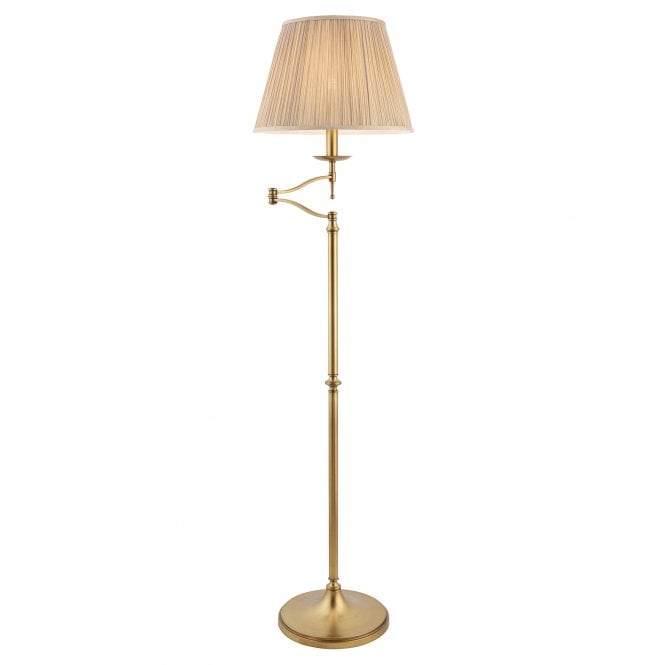 STANFORD swing arm traditional standard lamp in aged brass