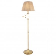 traditional swing arm floor lamp in antique brass with shade