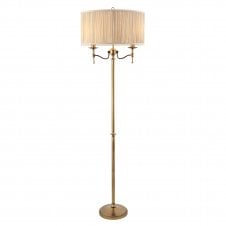traditional aged brass floor lamp with beige shade