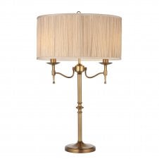 antique brass traditional table lamp with beige shade