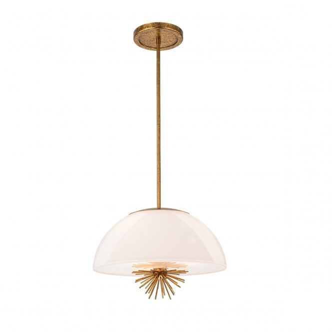 Staring 3 Light Pendant - Distressed Gold & Opal Glass