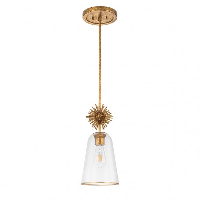 Staring Pendant - Distressed Gold & Clear Glass