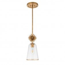distressed gold pendant with glass shade