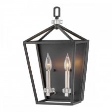 STINSON 2 Light Wall Light in Black with Polished Nickel Finish