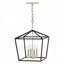 STINSON 4 Light Large Pendant/Semi-Flush in Black with Polished Nickel Finish