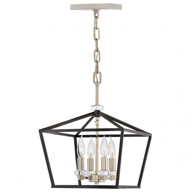 STINSON 4 Light Medium Pendant/ Semi-Flush in Black with Polished Nickel Finish
