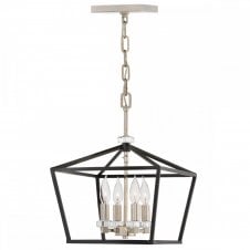 STINSON 4 Light Medium Pendant/ Semi-Flush in Black with Polished Nickel Finish