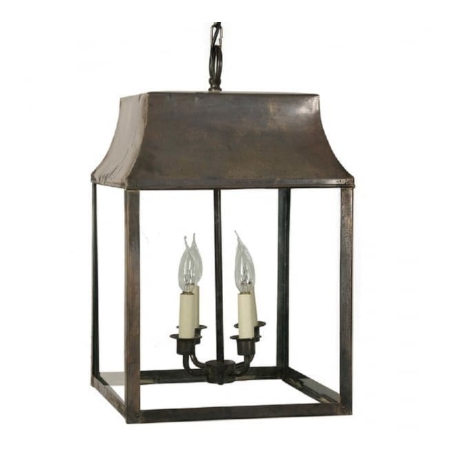 STRATHMORE Large traditional antique brass hanging lantern