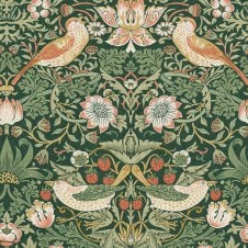 Strawberry Thief Rich Green Green Wallpaper