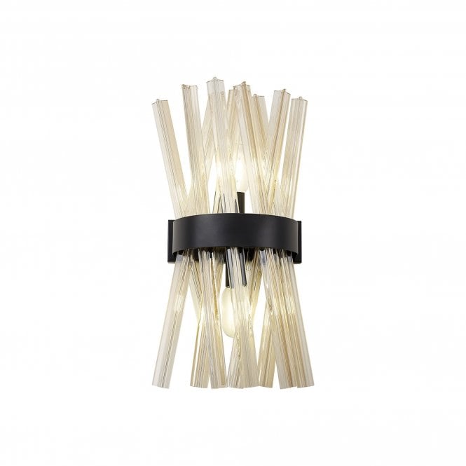 STRAWS 2 Light E14 | Wall Light E14 | Matt Black and Champagne Glass