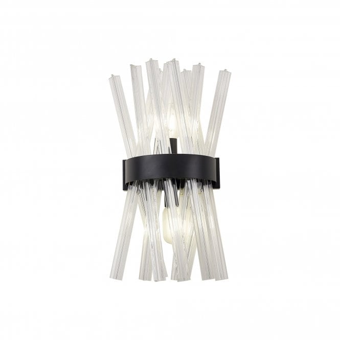 STRAWS 2 Light E14 | Wall Light E14 | Matt Black and Clear Glass