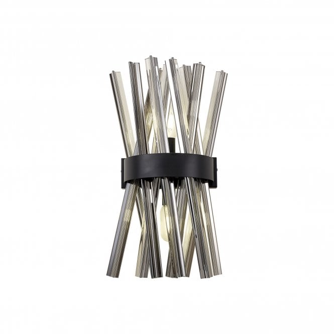 STRAWS 2 Light E14 | Wall Light | Matt Black and Smoke Glass