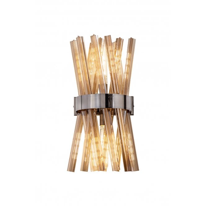 STRAWS 2 Light Wall Light Polished Nickel with Champagne Glass Rods