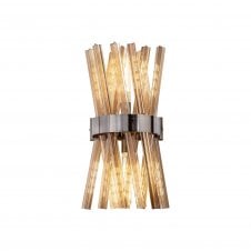 STRAWS 2 Light Wall Light Polished Nickel with Champagne Glass Rods