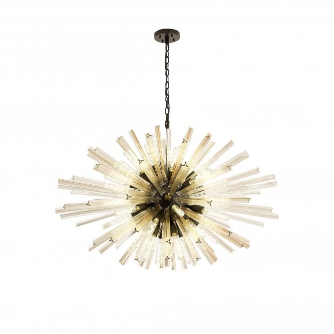 STRAWS 32 Light E27 | Oval Pendant Matt Black and Champagne Glass