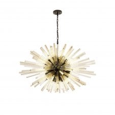 STRAWS 32 Light E27 | Oval Pendant Matt Black and Champagne Glass