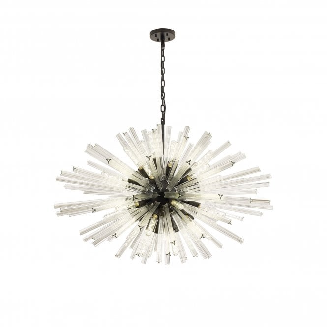 STRAWS 32 Light E27 | Oval Pendant Matt Black and Clear Glass
