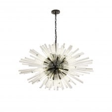 STRAWS 32 Light E27 | Oval Pendant Matt Black and Clear Glass