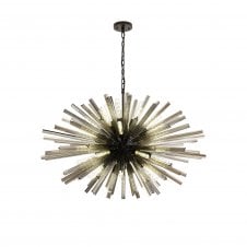 STRAWS 32 Light E27 | Oval Pendant Matt Black and Smoke Glass