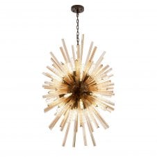 STRAWS 32 Light E27 | Vertical Oval Pendant Brown Oxide and Champagne Glass