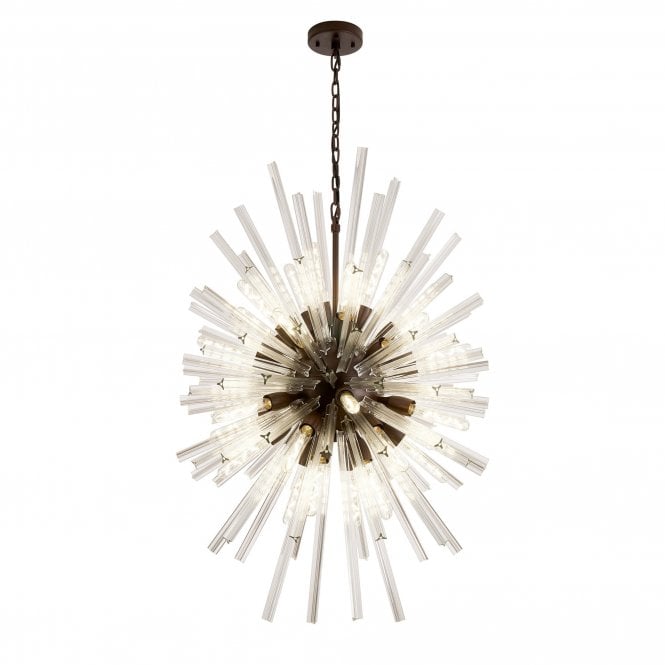 STRAWS 32 Light E27 | Vertical Oval Pendant Brown Oxide and Clear Glass