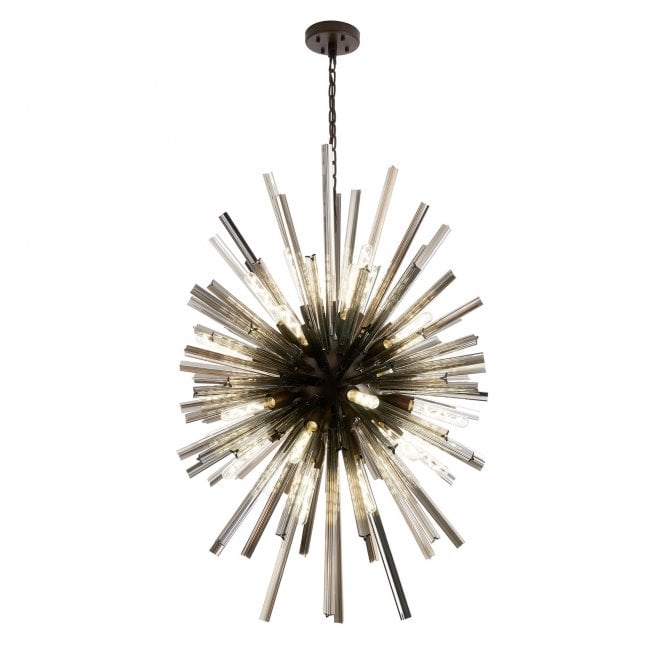 STRAWS 32 Light E27 | Vertical Oval Pendant Brown Oxide and Smoke Glass