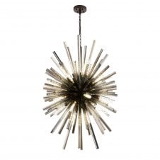 STRAWS 32 Light E27 | Vertical Oval Pendant Brown Oxide and Smoke Glass