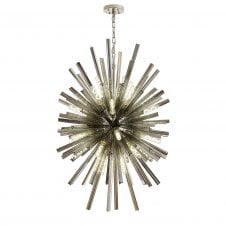 STRAWS 32 Light E27 | Vertical Oval Pendant Polished Nickel and Smoke Glass