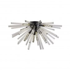 STRAWS 8 Light E27 | Semi Flush | Matt Black and Clear Glass