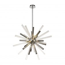 STRAWS Pendant Clear and Chrome Glass on a Polished Chrome Frame