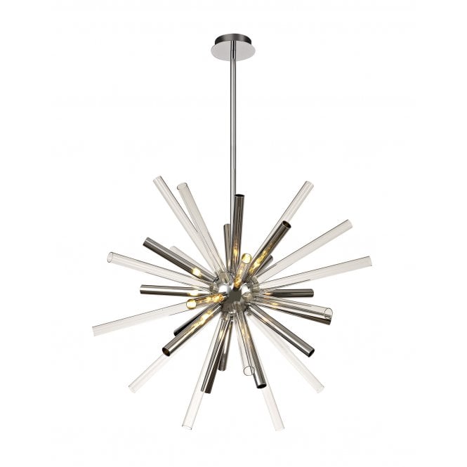 STRAWS Pendant Clear and Chrome Glass on a Polished Chrome Frame