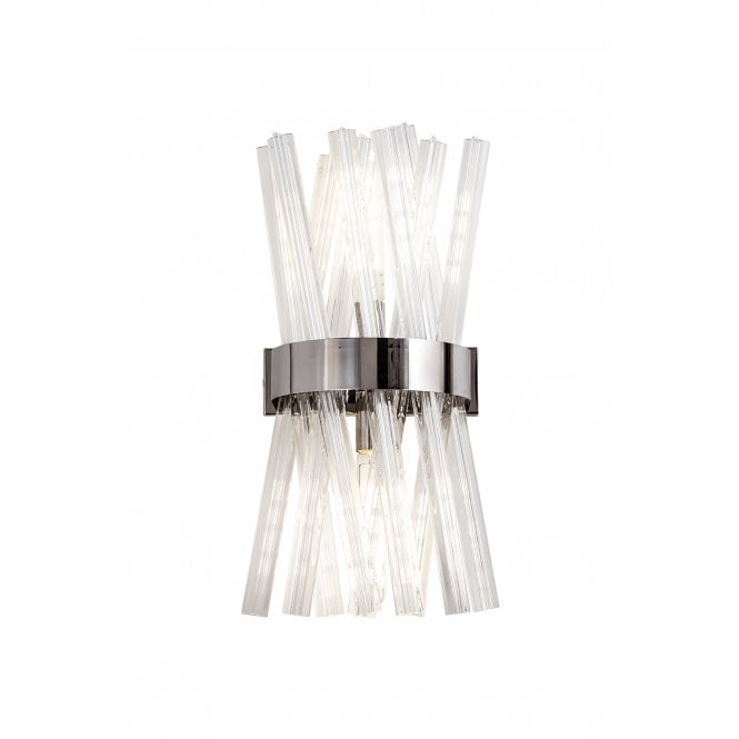 STRAWS Twin Wall Light in Polished Nickel with Clear Glass Triangular Tubes