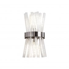 STRAWS Twin Wall Light in Polished Nickel with Clear Glass Triangular Tubes