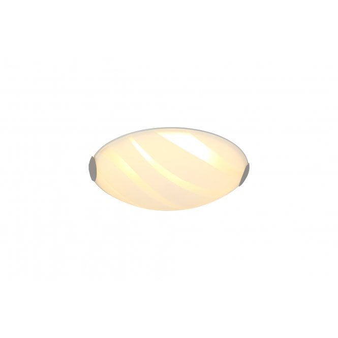 STRIATION 12W LED Flush Ceiling Light Polished Chrome with Opal White Wave Decorated Shade with 3 year warranty