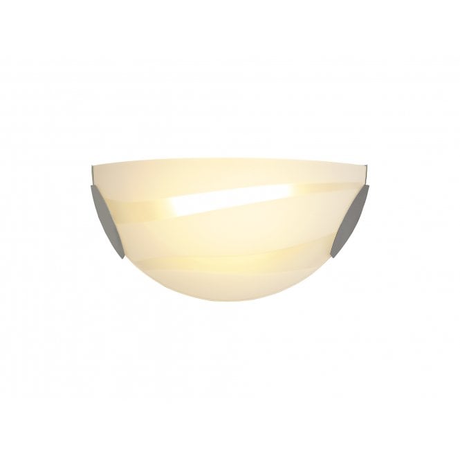 STRIATION 12W LED Wall Light Polished Chrome with Opal White Wave Decorated Shade with 3 year warranty