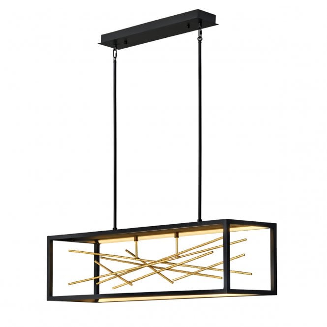 STYX LED Island Pendant in Matte Black with Gilded Gold Branches