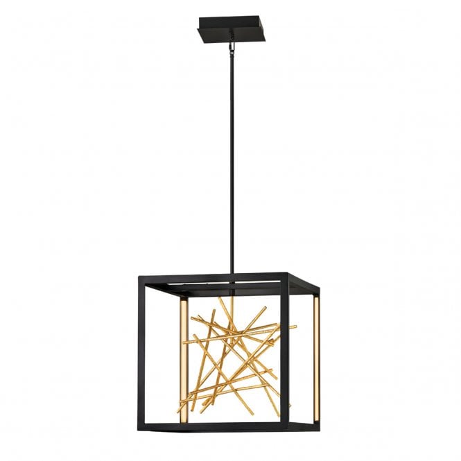 STYX LED Pendant in Matte Black with Gold Metal Branches