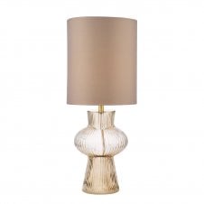 brown ribbed glass table lamp with brown shade
