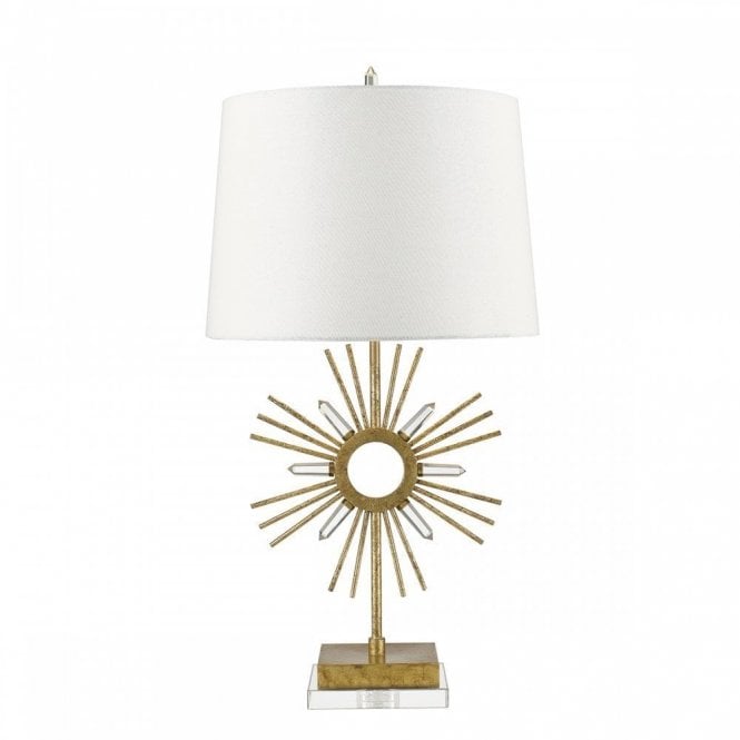 SUN KING decorative table lamp in distressed gold with shade