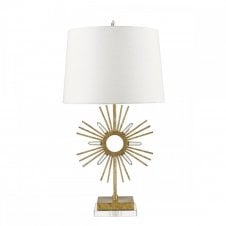 SUN KING decorative table lamp in distressed gold with shade
