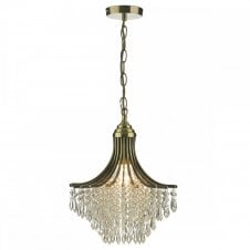SURI double insulated small crystal chandelier antique brass