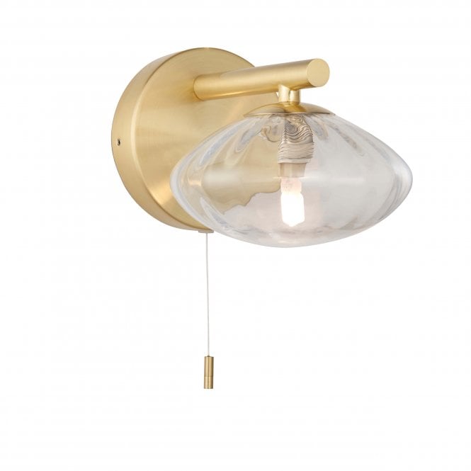 SUSPENSE Spherule Globe Wall Light in Brushed Gold with Ribbed Glass