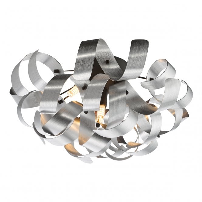 Swash 4 Light Flush in Matte Black with Aluminium Ribbons