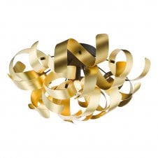 mate black flush ceiling light with gold ribbons