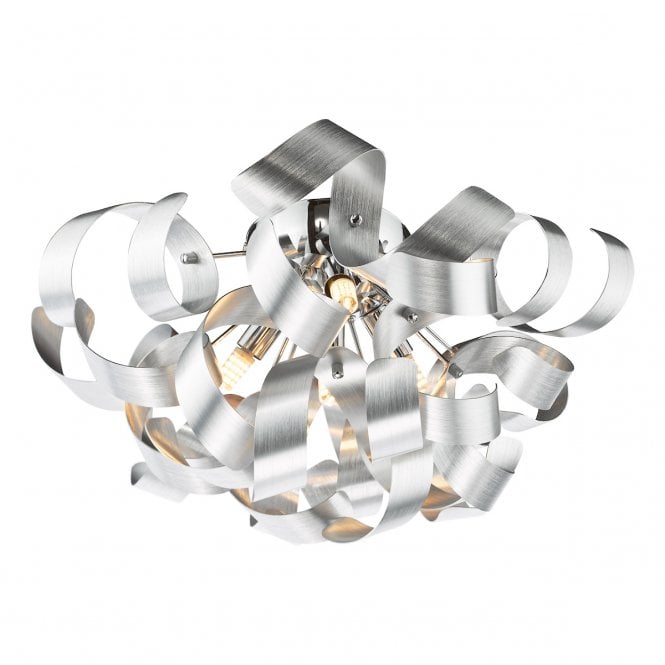 Swash 4 Light Flush in Polished Chrome with Aluminium Ribbons