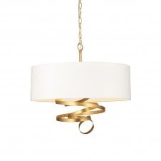 SWATHE 1 Light Gold ribbon pendant with ivory shade
